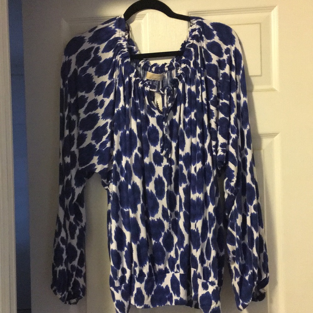Michael Kors blue print blouse
